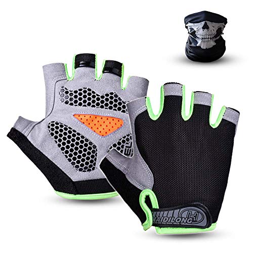 SUXMAN Guantes Bici, Guantes Bicicleta Montaña, Guantes MTB, Guantes Moto Verano, Guantes Gimnasio para Hombres Mujeres de Medio-Dedo Antideslizante