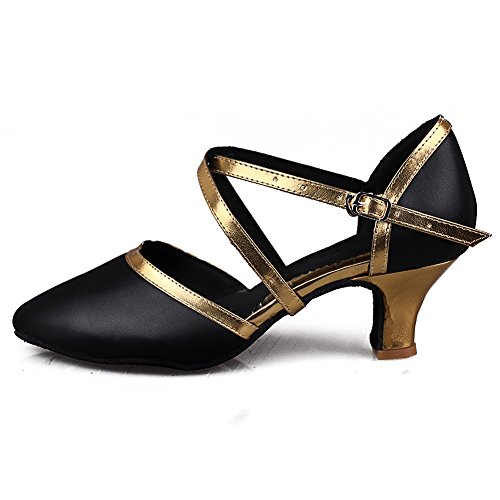 SWDZM Mujer Zapatos de baile/estándar de Zapatos de baile latino Ballroom modelo-ES-515 Gold 39 EU