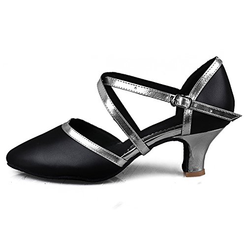 SWDZM Mujer Zapatos de baile/estándar de Zapatos de baile latino Ballroom modelo-ES-515Plateado 39 EU