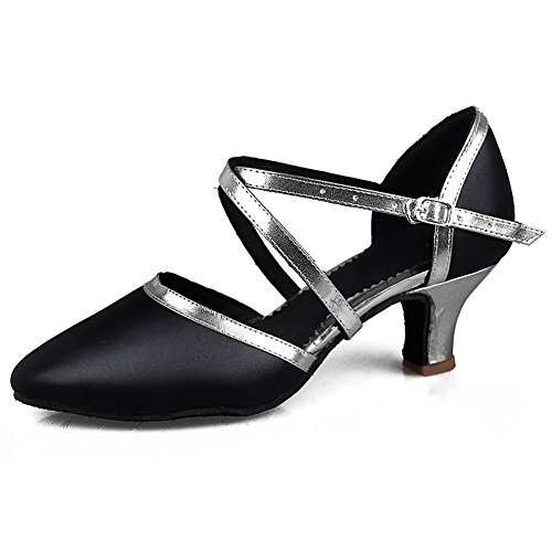 SWDZM Mujer Zapatos de baile/estándar de Zapatos de baile latino Ballroom modelo-ES-515Plateado 39 EU
