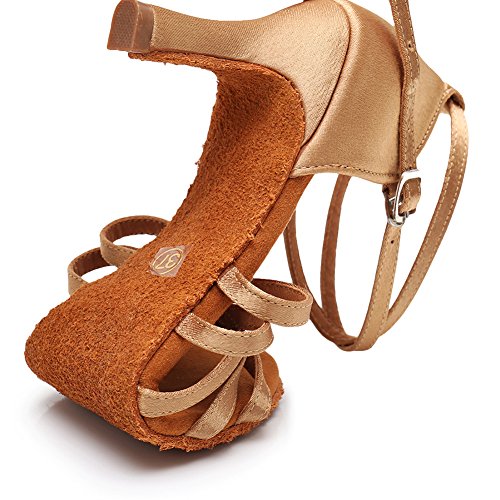 SWDZM Mujer Zapatos de baile/estándar de Zapatos de baile latino Satén Ballroom modelo-ES-213 Beige 39 EU