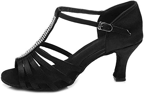 SWDZM Mujer Zapatos de Baile/Estándar de Zapatos de Baile Latino Satén Ballroom modelo-ES-227 Negro 38.5 EU SWDZM Mujer Zapatos de Baile/Estándar de Zapatos de Baile Latino Satén Ballroom modelo-ES-227 Negro 38.5 EU