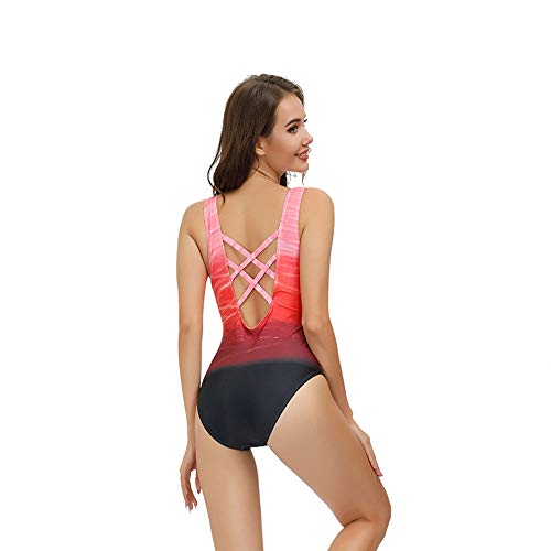 Sweetneed chida yi Bañadores de Mujer Traje de una Pieza con Relleno Bañador Push up Ropa de Baño Cintura Alta Size Gradiente de Color Cruz Atrás Slim Fit Cuerpo Atractivo Bañera Bikini