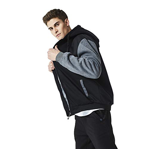 SwissWell Sudadera de Lana con Capucha Para Hombre, Suéter Para Hombre, Abrigo de Invierno y Deportes, Sudaderas con Cremallera Para Hombre, Chaquetas Para Deportes, Fitness, Recreación, Vida Diaria