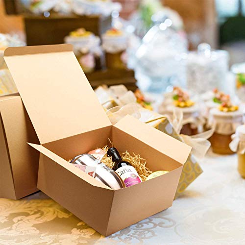 Switory Cajas de regalo de 25 piezas con tapas, 20x20x10cm cajas de regalo de papel Kraft para hacer manualidades, magdalenas, cajas de cartón para propuestas de dama de honor