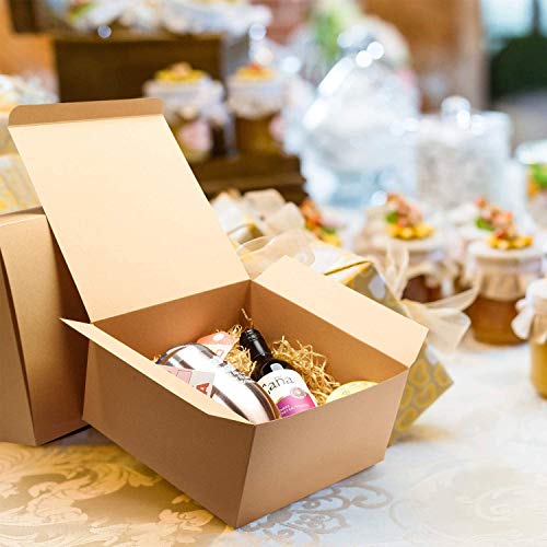 Switory Cajas de regalo de 25 piezas con tapas, 20x20x10cm cajas de regalo de papel Kraft para hacer manualidades, magdalenas, cajas de cartón para propuestas de dama de honor Switory Cajas de regalo de 25 piezas con tapas, 20x20x10cm cajas de regalo de papel Kraft para hacer manualidades, magdalenas, cajas de cartón para propuestas de dama de honor