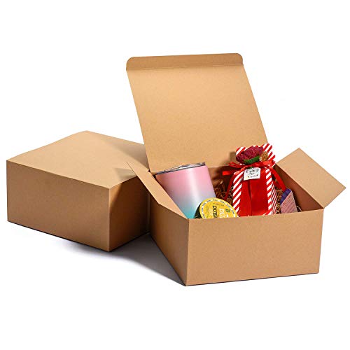 Switory Cajas de regalo de 25 piezas con tapas, 20x20x10cm cajas de regalo de papel Kraft para hacer manualidades, magdalenas, cajas de cartón para propuestas de dama de honor