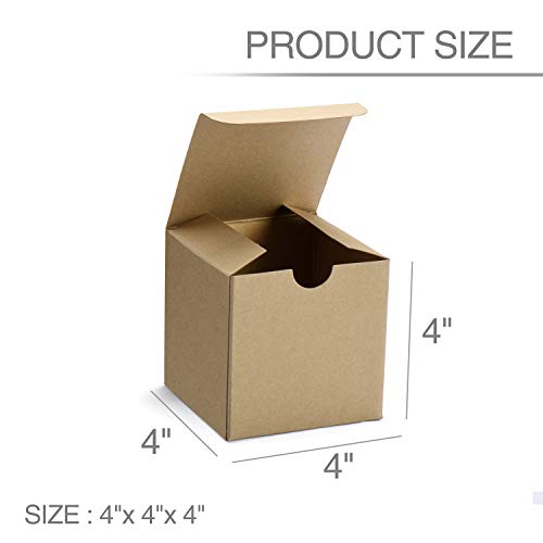 Switory Cajas de Regalo de 50 Piezas con Tapas, 10x10x10cm Cajas de Regalo de Papel Kraft para Hacer Manualidades, Magdalenas, Cajas de cartón para Dama de Honor, Favor de Boda marrón