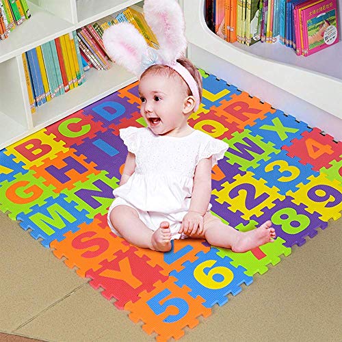 Swonuk Alfombra Puzzle Bebe Alfabeto y Número Alfombrillas para Puzzles Espuma Estera 36pcs