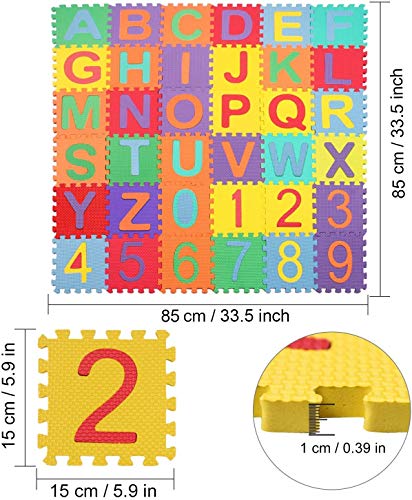 Swonuk Alfombra Puzzle Bebe Alfabeto y Número Alfombrillas para Puzzles Espuma Estera 36pcs