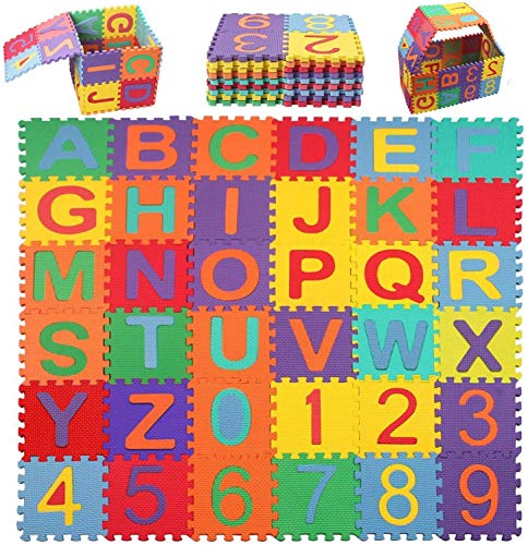 Swonuk Alfombra Puzzle Bebe Alfabeto y Número Alfombrillas para Puzzles Espuma Estera 36pcs