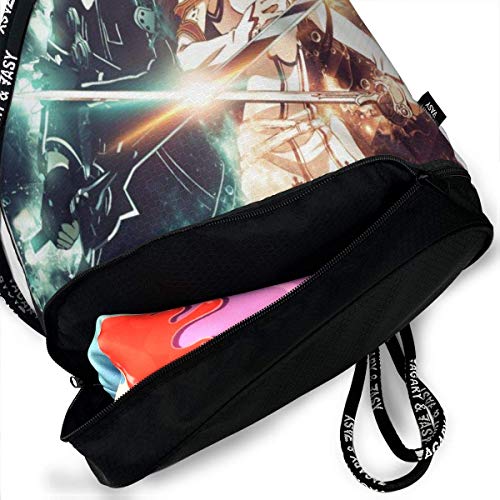 Sword Art Online Bundle Mochila con cordón para Gimnasio Sports String Bag School Yoga Kids Mochilas de Viaje para Hombres y Mujeres