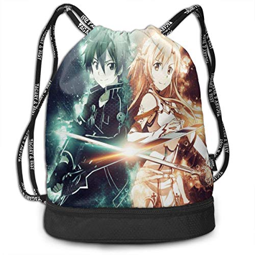 Sword Art Online Bundle Mochila con cordón para Gimnasio Sports String Bag School Yoga Kids Mochilas de Viaje para Hombres y Mujeres