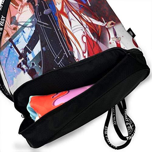 Sword Art Online Bundle Mochila con cordón para Gimnasio Sports String Bag School Yoga Kids Mochilas de Viaje para Hombres y Mujeres