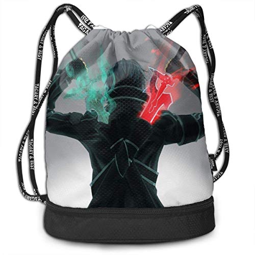 Sword Art Online Bundle Mochila con cordón para Gimnasio Sports String Bag School Yoga Kids Mochilas de Viaje para Hombres y Mujeres