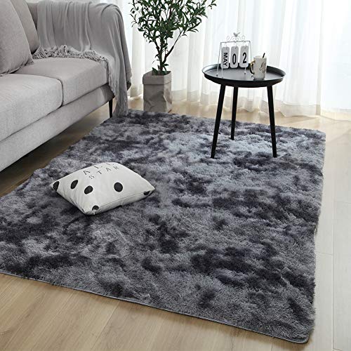 Swsen Alfombra Shaggy Salón Grandes - Alfombras Dormitorio Modernas para Pelo Largo Lavables - para Dormitorio, Comedor, Pasillo y Habitación Juvenil - Gris Oscuro, 200x300 cm