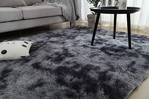 Swsen Alfombra Shaggy Salón Grandes - Alfombras Dormitorio Modernas para Pelo Largo Lavables - para Dormitorio, Comedor, Pasillo y Habitación Juvenil - Gris Oscuro, 200x300 cm