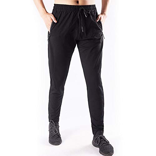 SXKJ Pantalones Largos Deportivos para Hombre Pantalón Chándal de Algodón Otoño Invierno Jogger de Cintura Ajustable con Bolsillo Cremallera Fitness Correr Casual