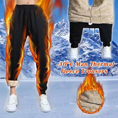 Syfinee Men's Thermals Fleece Jogger 30 degC Man Casual Trousers Thickened Fleece Lined Casual Sports Trousers Sweatpants Men Winter Warm Plush Trousers