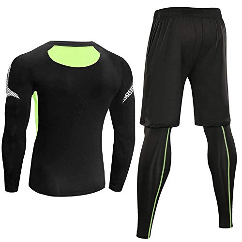 Sykooria 3 Piezas Conjunto de Compresión Deportiva para Hombre Camisetas de Manga Larga de Fitness Mallas de Running y Pantalon Deporte Corto de Elástico Correr Gym Sykooria 3 Piezas Conjunto de Compresión Deportiva para Hombre Camisetas de Manga Larga de Fitness Mallas de Running y Pantalon Deporte Corto de Elástico Correr Gym