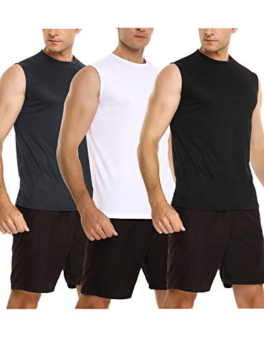 Sykooria 3 Piezas de Camisetas de Tirantes para Hombre Camiseta Sin Mangas Deportes de Secado Rápido Tank Tops Entrenamiento Correr Ciclismo Gym