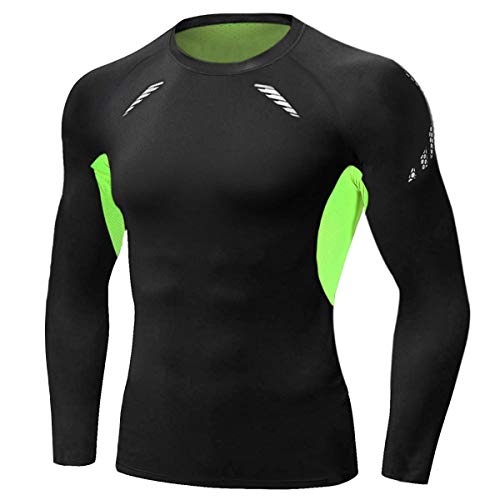 Sykooria Camiseta de Compresión Deportiva para Hombre Ropa Deportiva de Manga Larga de Transpirable y Secado Rápido Correr Gym Entrenamiento Ciclismo