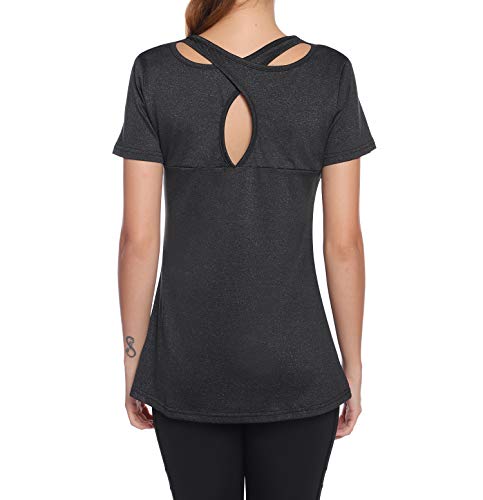 Sykooria Camiseta Deportiva Mujer Fitness de Manga Corta Tops de Yoga Camiseta Holgada Informal Transpirable de Secado Rápido Ropa Deportiva Entrenamiento Atlético Sykooria Camiseta Deportiva Mujer Fitness de Manga Corta Tops de Yoga Camiseta Holgada Informal Transpirable de Secado Rápido Ropa Deportiva Entrenamiento Atlético