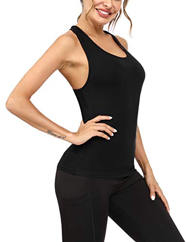 Sykooria Camiseta Deportiva Sin Mangas para Mujer Camiseta de Fitness de Tirantes de Algodón Yoga Gimnasio Correr Workout Pilates Pijamas Tank Tops