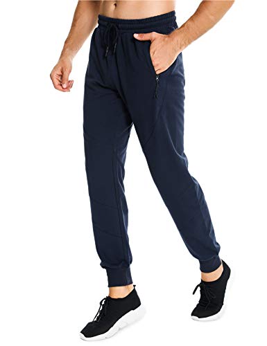 Sykooria Pantalones de Correr Algodón para Hombre Jogger con Cremallera Bolsillos Pantalones Deportivos con Cordón Entrenamiento Ciclismo Gimnasio