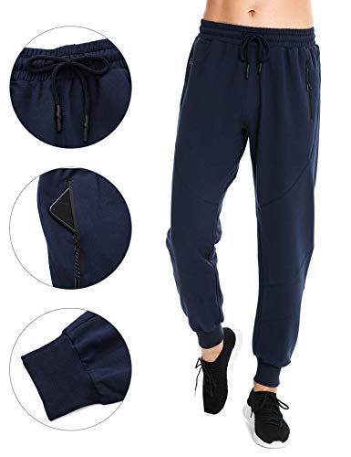 Sykooria Pantalones de Correr Algodón para Hombre Jogger con Cremallera Bolsillos Pantalones Deportivos con Cordón Entrenamiento Ciclismo Gimnasio