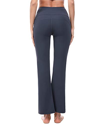 Sykooria Pantalones de Yoga Bootcut con Bolsillo para Mujer Pantalón Deportivos de Cintura Alta Pants de Control de Barriga Pilates Trabajo Correr Baile Fitness