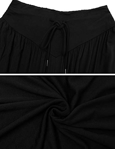 Sykooria Pantalones de Yoga para Mujer de Algodón Modal Pantalones Deportivos Harem Mujer de Anchos Sueltos de Cintura Alta Pilates Baile (Negro, 3XL)