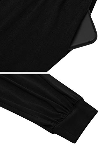 Sykooria Pantalones de Yoga para Mujer de Algodón Modal Pantalones Deportivos Harem Mujer de Anchos Sueltos de Cintura Alta Pilates Baile (Negro, 3XL)