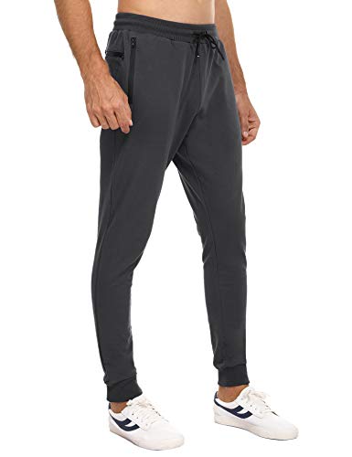 Sykooria Pantalones Deportivos de Algodón para Hombres Jogger de Ajustado Pantalón Chándal con Bolsillos y Trabillas para Toallas Correr Entrenamiento Ciclismo