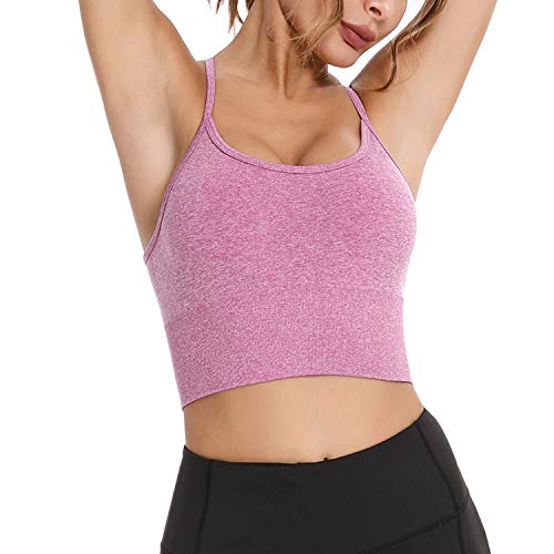 Sykooria Sujetador Deportivo para Mujer con Almohadillas Extraíbles Ropa Interior con Tiras sin Costuras Bra de Sujeción Media Yoga Fitness Correr Ejercicio