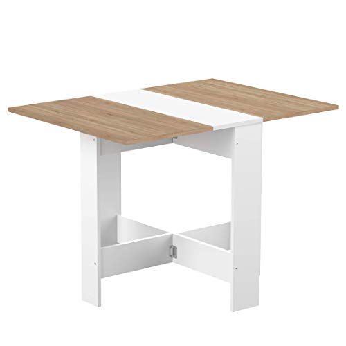 Symbiosis 2050a2134 x 00 contemporáneo-Mesa plegable de madera con 2 puertas abatibles, color blanco y roble natural 103 x 76 x 73,4 cm. Symbiosis 2050a2134 x 00 contemporáneo-Mesa plegable de madera con 2 puertas abatibles, color blanco y roble natural 103 x 76 x 73,4 cm.