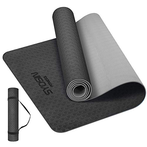 SYOSIN Esterilla Yoga, 6mm TPE Antideslizante Colchoneta de Ejercicio para Entrenamiento en casa y Gimnasio, Esterilla Fitness para Yoga, Pilates Mujeres y Hombres 183 x 61 x 0.6CM