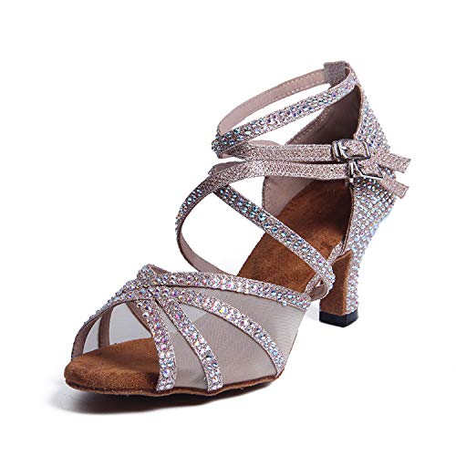 Syrads Zapatos de Baile Latino con pedrería para Mujer Salsa Tango Moderna Bachata Zapatos de Baile de Salón Suela Blanda 1057-01 Syrads Zapatos de Baile Latino con pedrería para Mujer Salsa Tango Moderna Bachata Zapatos de Baile de Salón Suela Blanda 1057-01