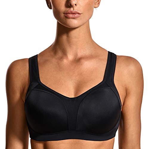SYROKAN Mujer Sujetador Deportivo Ujetador Sujeción Alta Talla Grande Negro 95D SYROKAN Mujer Sujetador Deportivo Ujetador Sujeción Alta Talla Grande Negro 95D