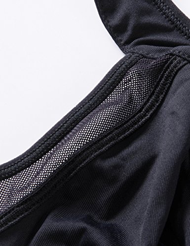 SYROKAN - Sujetador Deportivo con Aros Espalda Deportiva Sin Relleno para Mujer Negro 100D SYROKAN - Sujetador Deportivo con Aros Espalda Deportiva Sin Relleno para Mujer Negro 100D