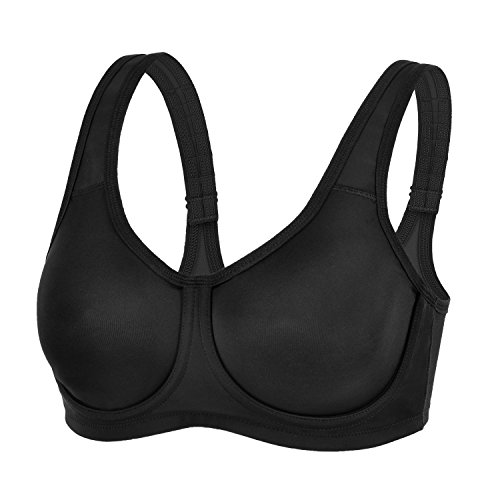 SYROKAN - Sujetador Deportivo con Aros Preformado Tallas Grandes Run para Mujer Negro ES:95G (EU 80G)