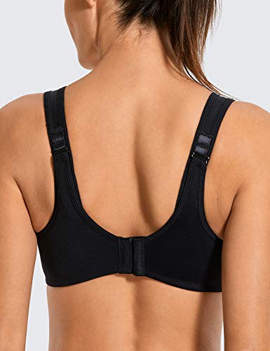 SYROKAN - Sujetador Deportivo con Aros Preformado Tallas Grandes Run para Mujer Negro ES:95G (EU 80G)