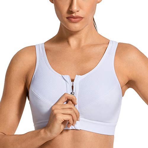 SYROKAN - Sujetador Deportivo Espalda Deportiva con Cremallera para Mujer Blanco ES:100B (EU 85B) SYROKAN - Sujetador Deportivo Espalda Deportiva con Cremallera para Mujer Blanco ES:100B (EU 85B)