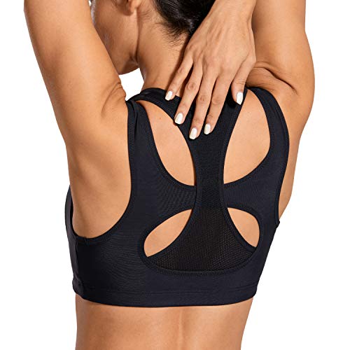 SYROKAN - Sujetador Deportivo Espalda Nadadora sin Aros con Relleno para Mujer Negro M SYROKAN - Sujetador Deportivo Espalda Nadadora sin Aros con Relleno para Mujer Negro M