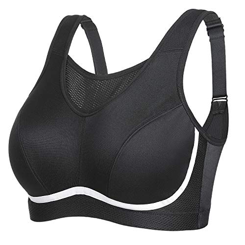 SYROKAN - Sujetador Deportivo para Mujer Sujetador Sport Medium Tallas Grandes Negro# 105C