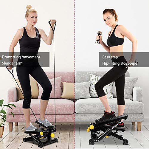 SYTH Mini Equipo de Ejercicio de Entrenador aeróbico Paso a Paso de Escalera hidráulica con Bandas de Resistencia