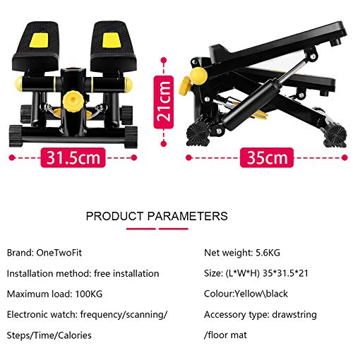 SYTH Mini Equipo de Ejercicio de Entrenador aeróbico Paso a Paso de Escalera hidráulica con Bandas de Resistencia