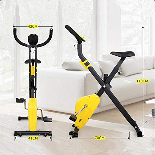 SYXZ Bicicleta de Spinning silenciosa Plegable para el hogar, Equipo de pérdida de Peso para Correr con Pedal Interior, Bicicleta Deportiva Universal, Pantalla electrónica,Yellow no backrest