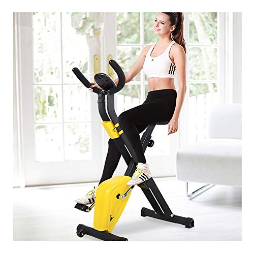 SYXZ Bicicleta de Spinning silenciosa Plegable para el hogar, Equipo de pérdida de Peso para Correr con Pedal Interior, Bicicleta Deportiva Universal, Pantalla electrónica,Yellow no backrest