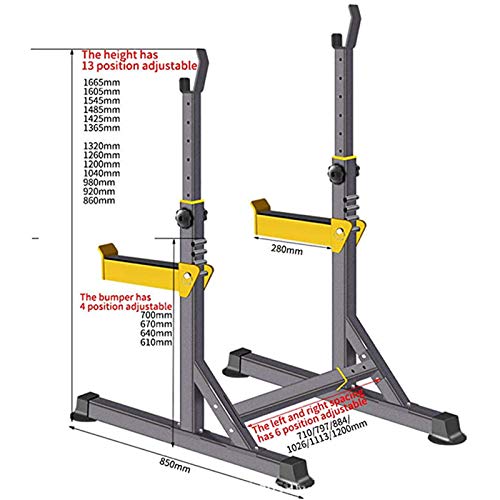 SYXZ Soporte Profesional para Barra, Soporte Ajustable para Sentadillas con Mancuernas, estación de inmersión para Press de banca, Carga máxima de 250 kg SYXZ Soporte Profesional para Barra, Soporte Ajustable para Sentadillas con Mancuernas, estación de inmersión para Press de banca, Carga máxima de 250 kg